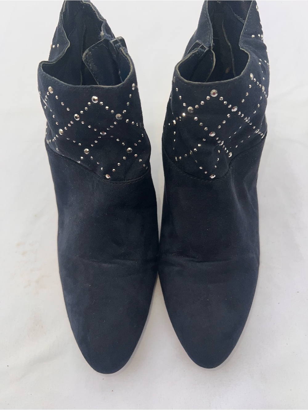 Earth Black Suede Studded Ankle Boots